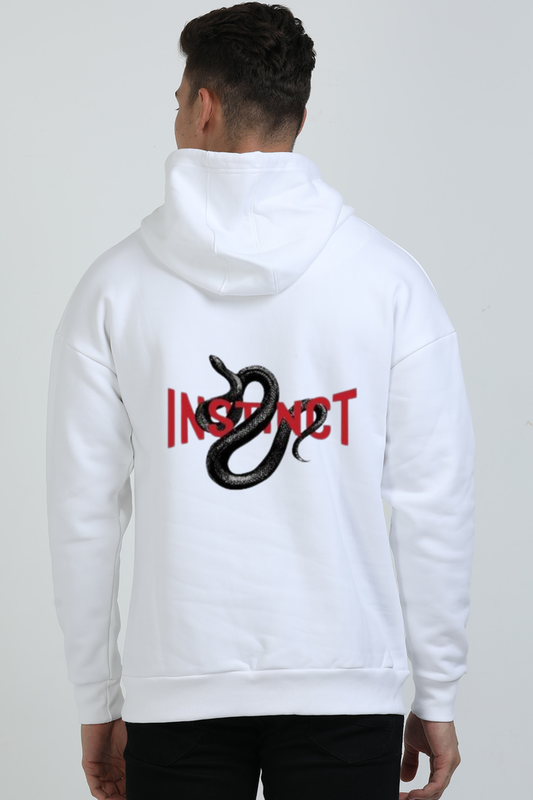 Black hoodie with red 'Instinct' text and snake graphic, perfect for trendy streetwear